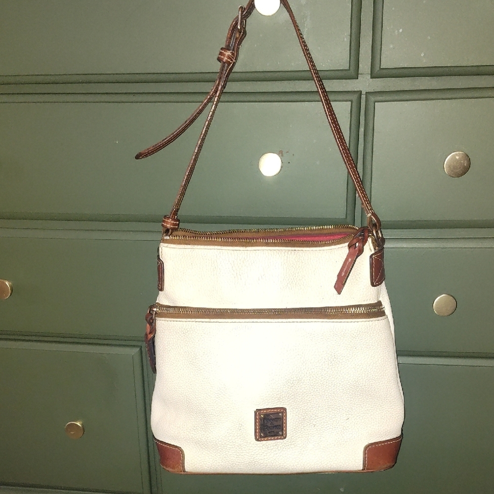 Dooney & Bourke White and Brown Shoulder Bag